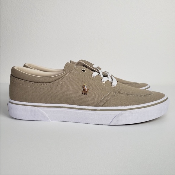 Polo by Ralph Lauren Men's Khaki Canvas Sneakers, worn several times - Picture 2 of 4